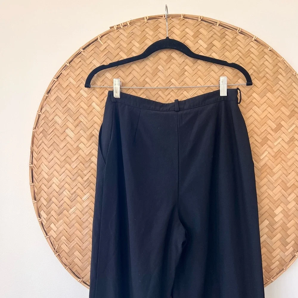 CHANEL CLASSIC VINTAGE WOMEN’S BLACK 100% WOOL TROUSER‎ PANT W/ SILK LINING EUC